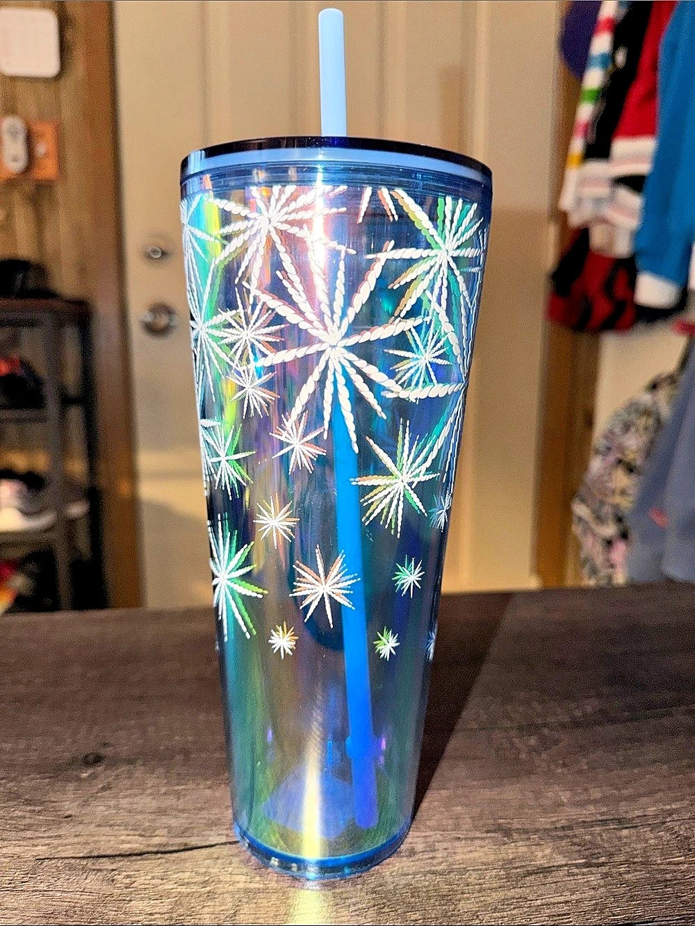 Starbucks Iridescent Starburst Tumbler with Straw
